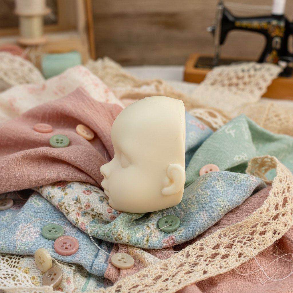 Детальное фото декоративной фигурки "Заготовка голова куклы #3. Размер 4см×4см, цвет экрю. " из пластика - магазин Ариши