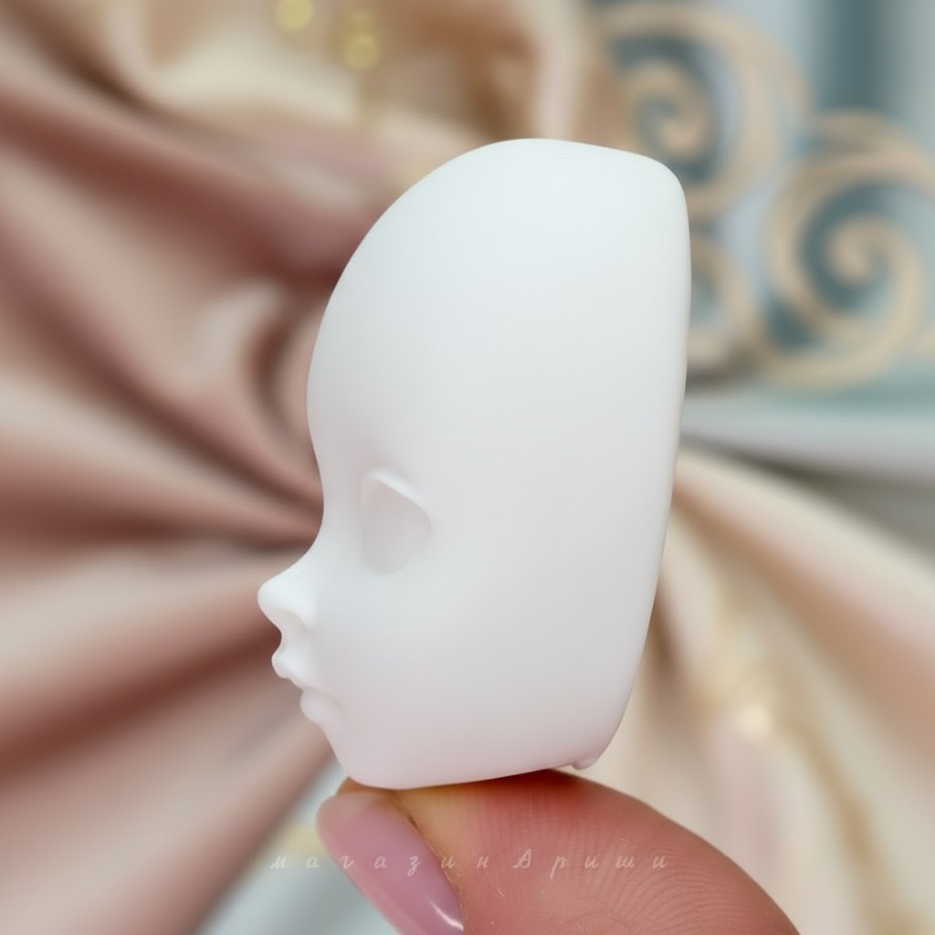 Детальное фото декоративной фигурки "Заготовка голова куклы #14. Размер 4, 5см×4см, цвет белый. " из пластика - магазин Ариши