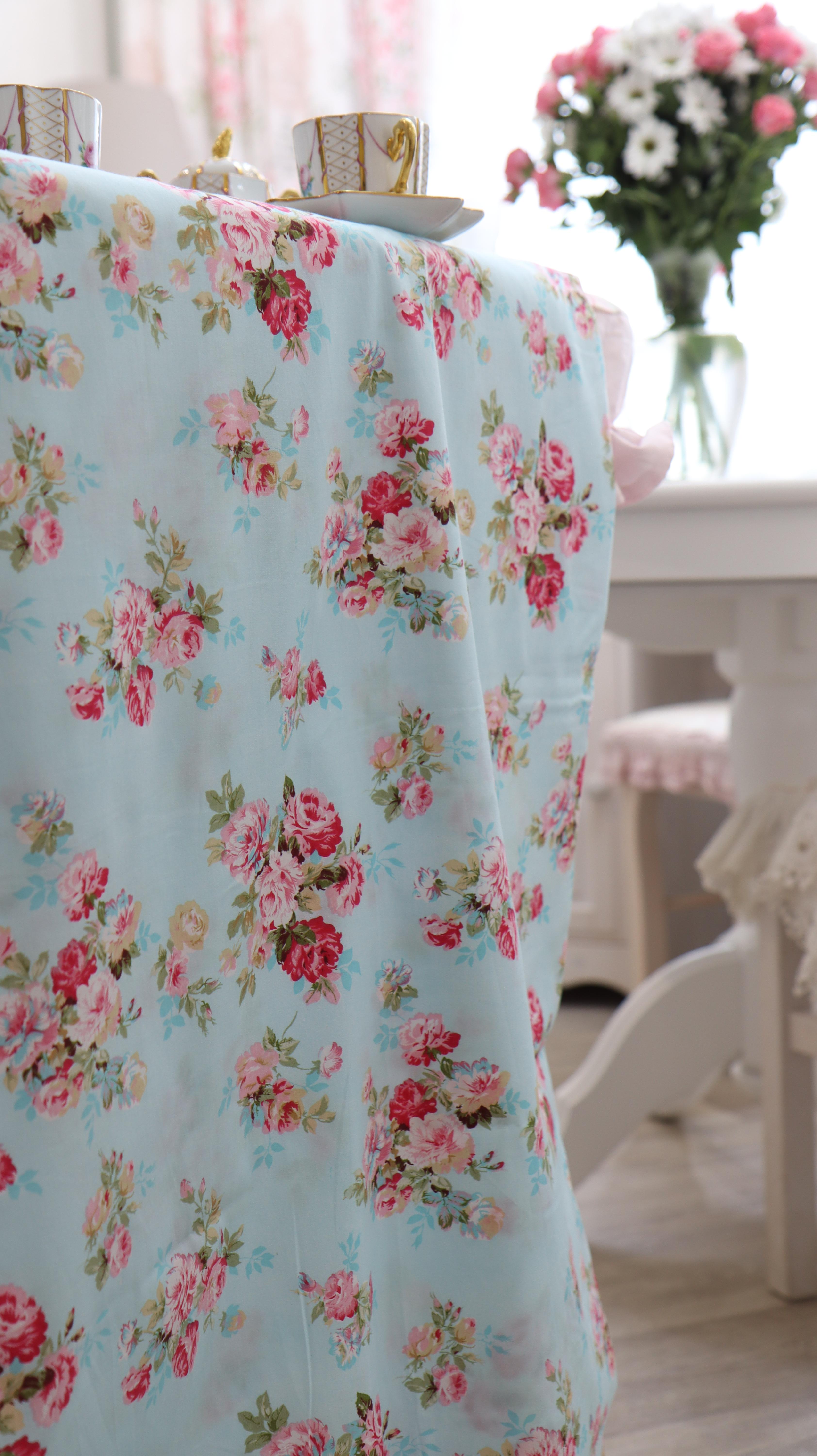 картинка Ткань хлопок "Елена Бирюзово-голубой" . от магазина Ариши Рукодельные нежности