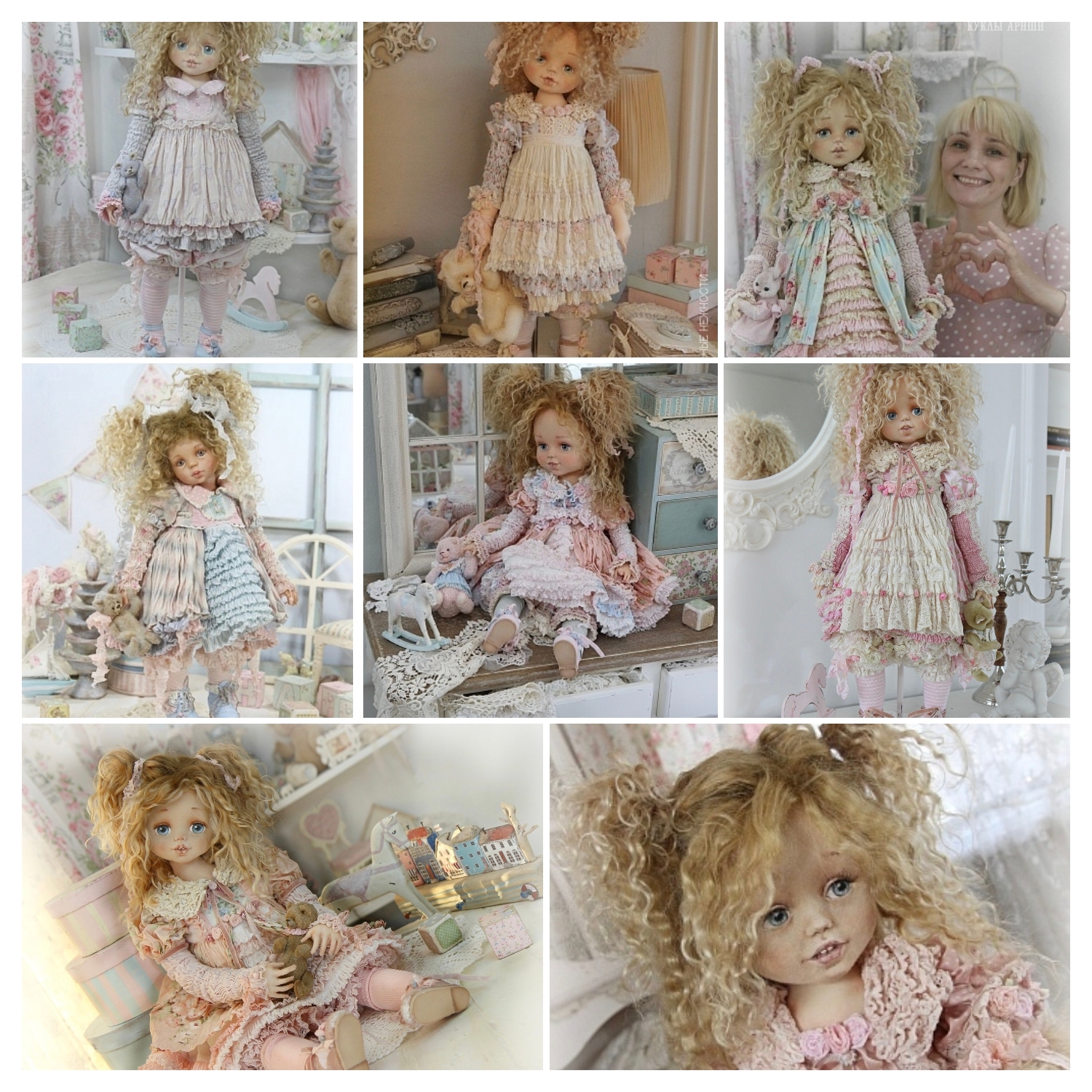 Красивая прическа для текстильной куклы