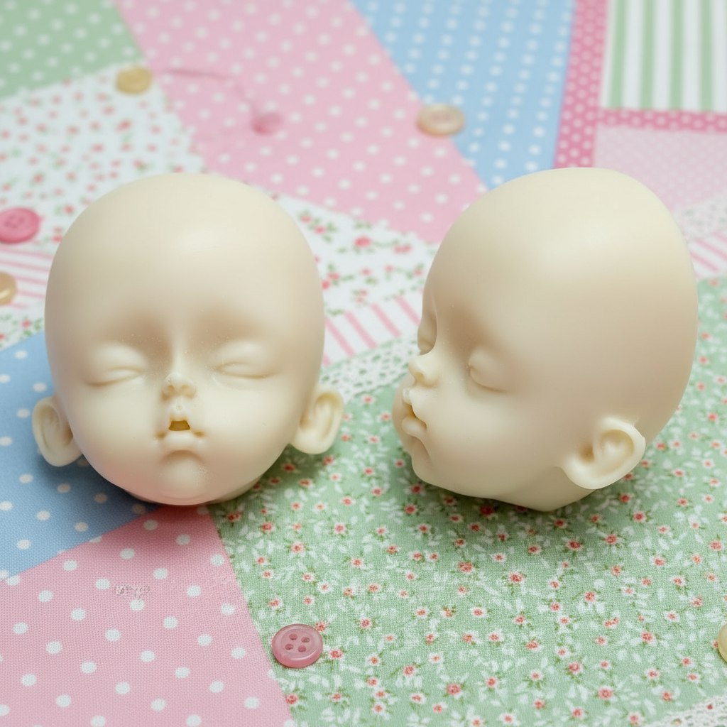 Детальное фото декоративной фигурки "Заготовка голова куклы #7. Размер 4.8см×4см, цвет экрю. " из пластика - магазин Ариши