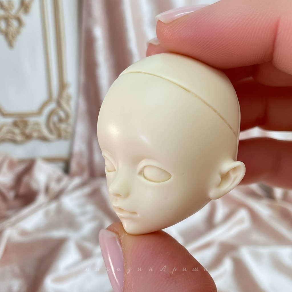 Детальное фото декоративной фигурки "Заготовка голова куклы #8. Размер 3,5см×3см, цвет слоновой кости. " из пластика - магазин Ариши
