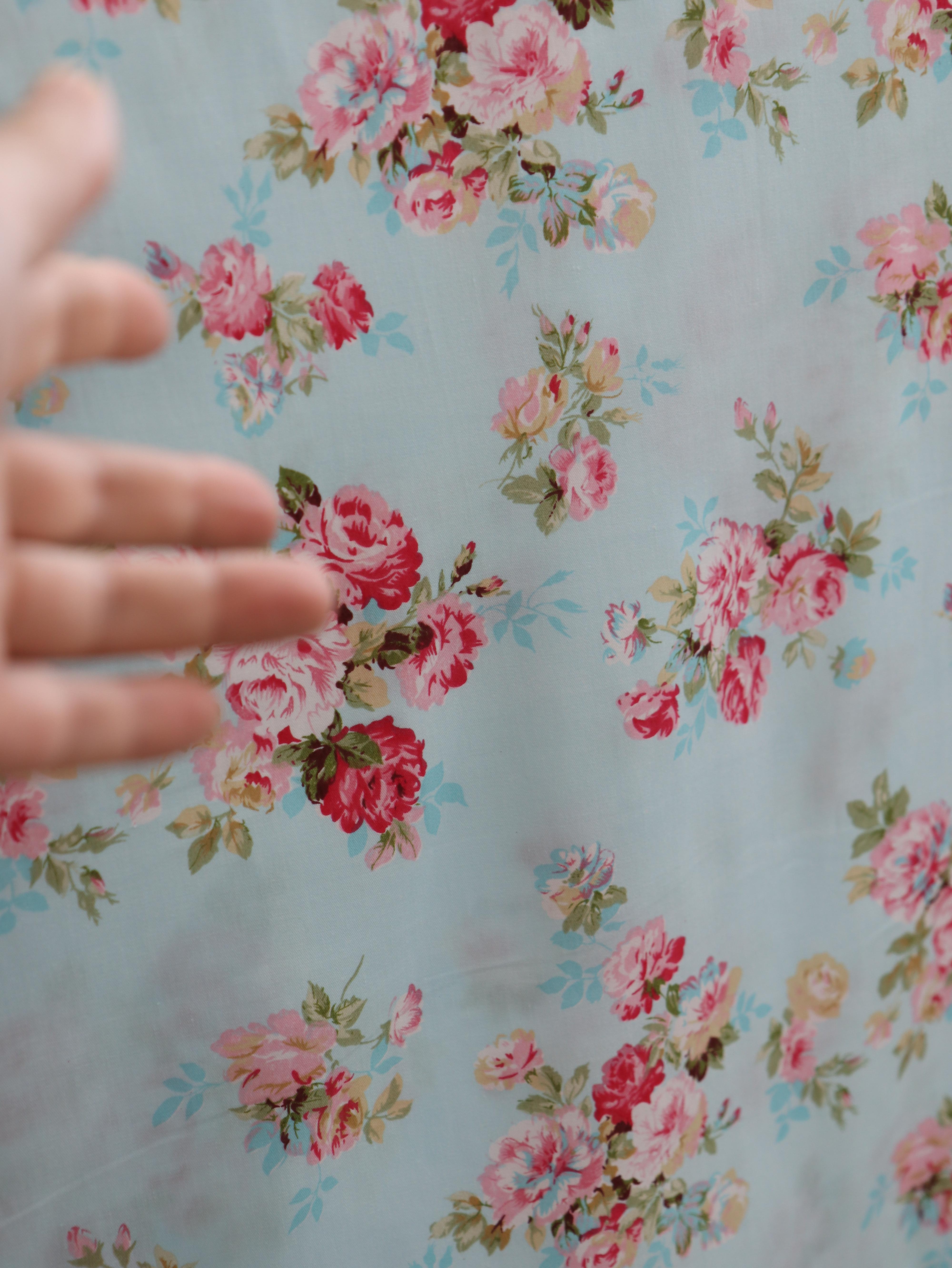 картинка Ткань хлопок "Елена Бирюзово-голубой" . от магазина Ариши Рукодельные нежности