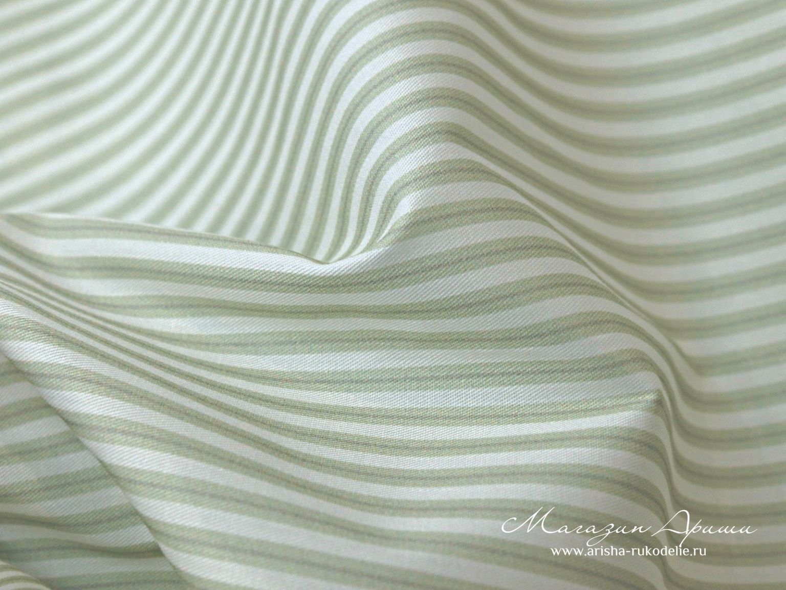 картинка Ткань хлопок дизайнерский,  роуз зеленая полоска арт.26 от магазина Ариши Рукодельные нежности
