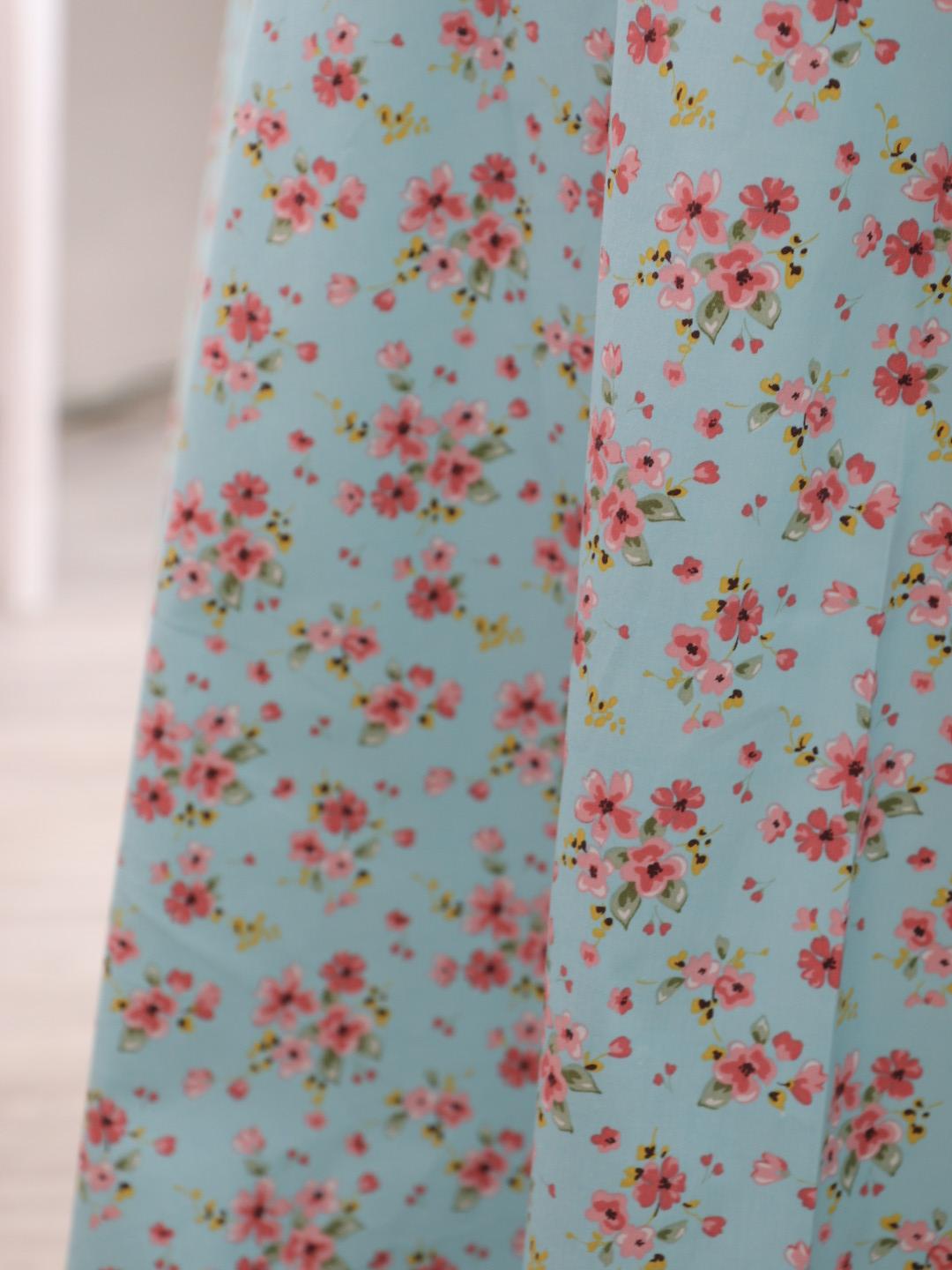 картинка Ткань хлопок " Азалия " бирюзовая.  от магазина Ариши Рукодельные нежности