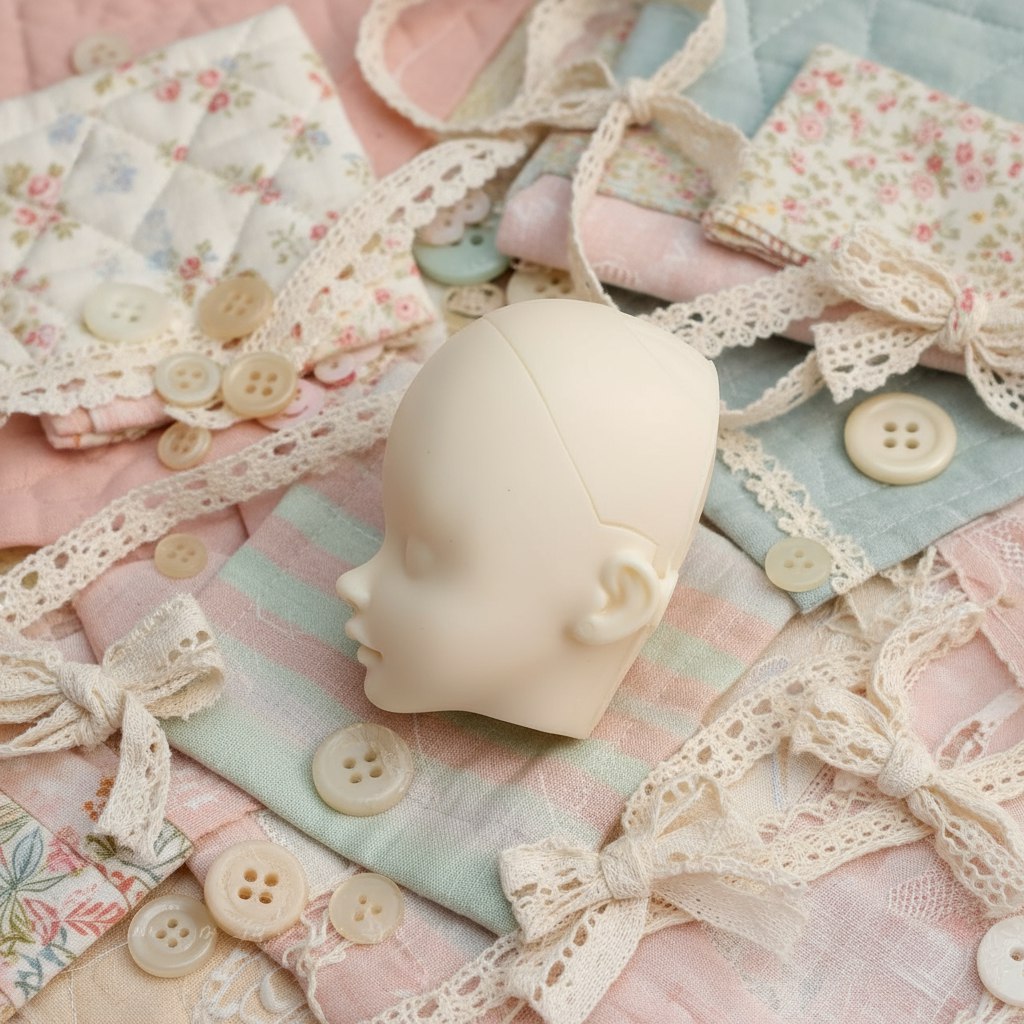 Детальное фото декоративной фигурки "Заготовка голова куклы #1. Размер 4,2см×3,5см, цвет экрю. " из пластика - магазин Ариши