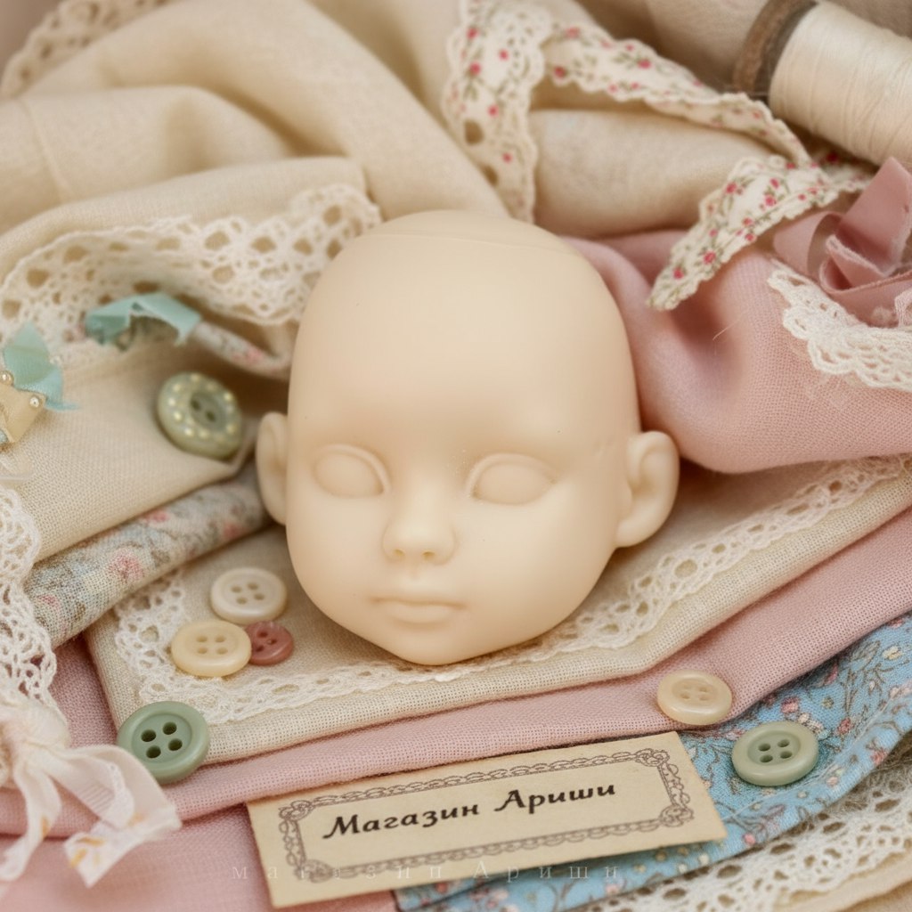 Детальное фото декоративной фигурки "Заготовка голова куклы #3. Размер 4см×4см, цвет экрю. " из пластика - магазин Ариши
