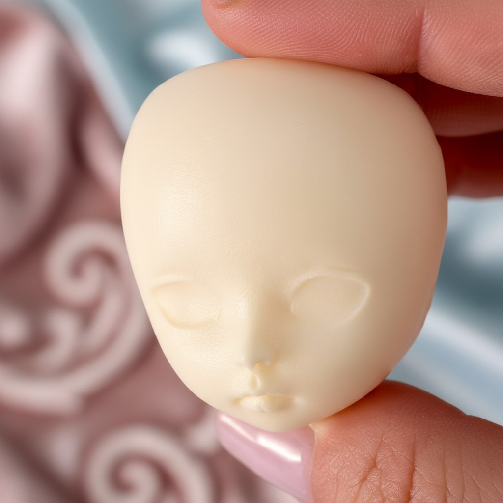 Детальное фото декоративной фигурки "Заготовка голова куклы #14. Размер 4, 5см×4см, цвет экрю " из пластика - магазин Ариши