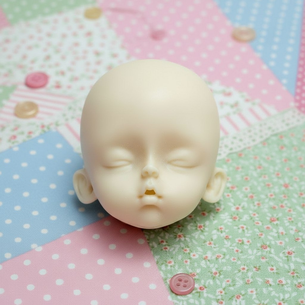 Детальное фото декоративной фигурки "Заготовка голова куклы #7. Размер 4.8см×4см, цвет экрю. " из пластика - магазин Ариши