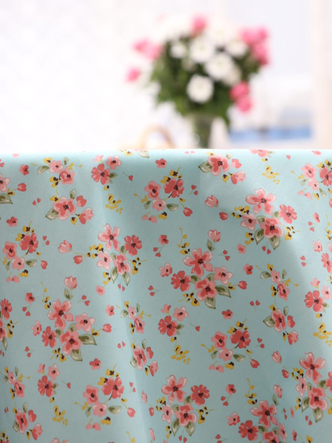 картинка Ткань хлопок " Азалия " бирюзовая.  от магазина Ариши Рукодельные нежности