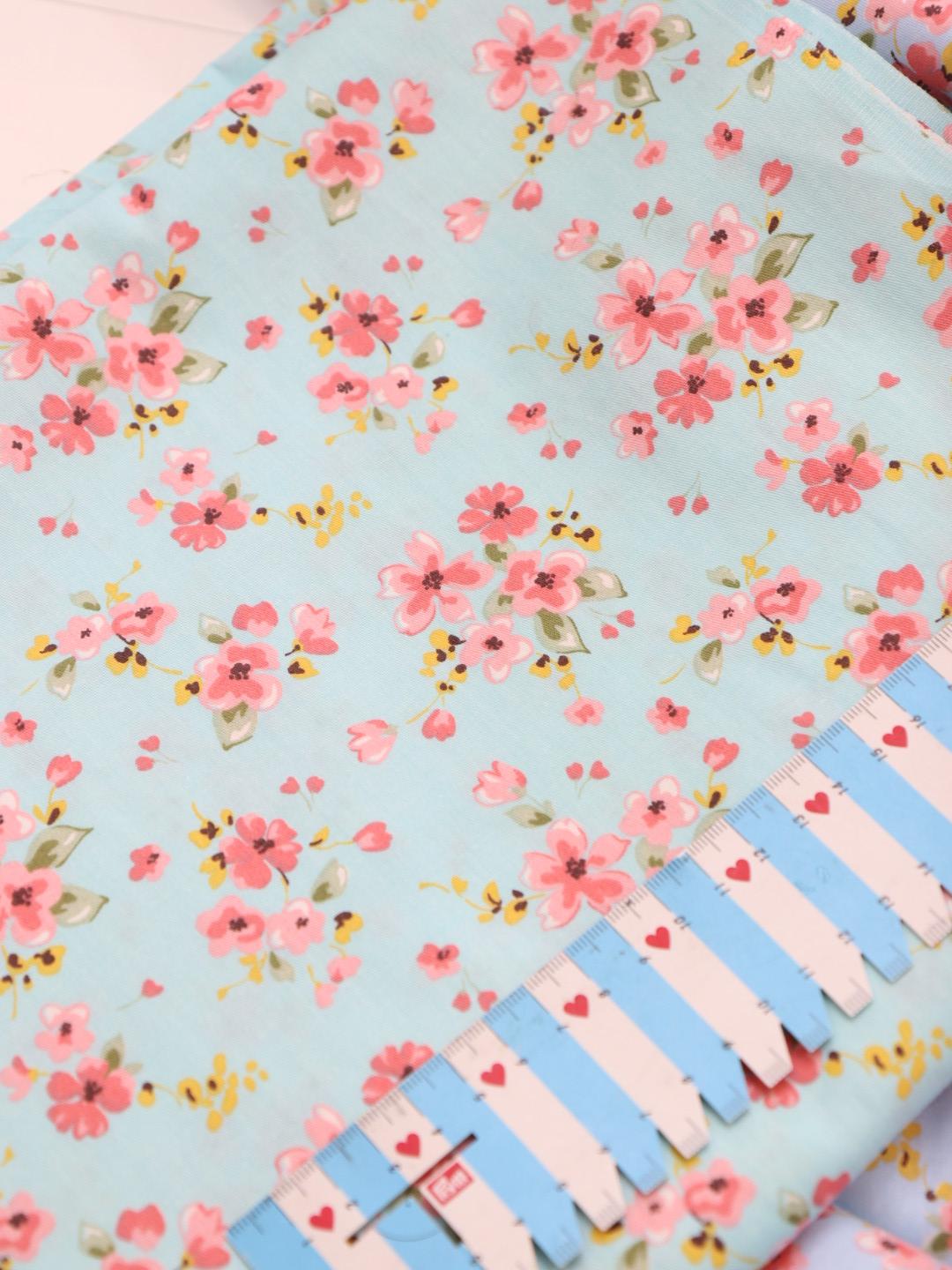 картинка Ткань хлопок " Азалия " бирюзовая.  от магазина Ариши Рукодельные нежности