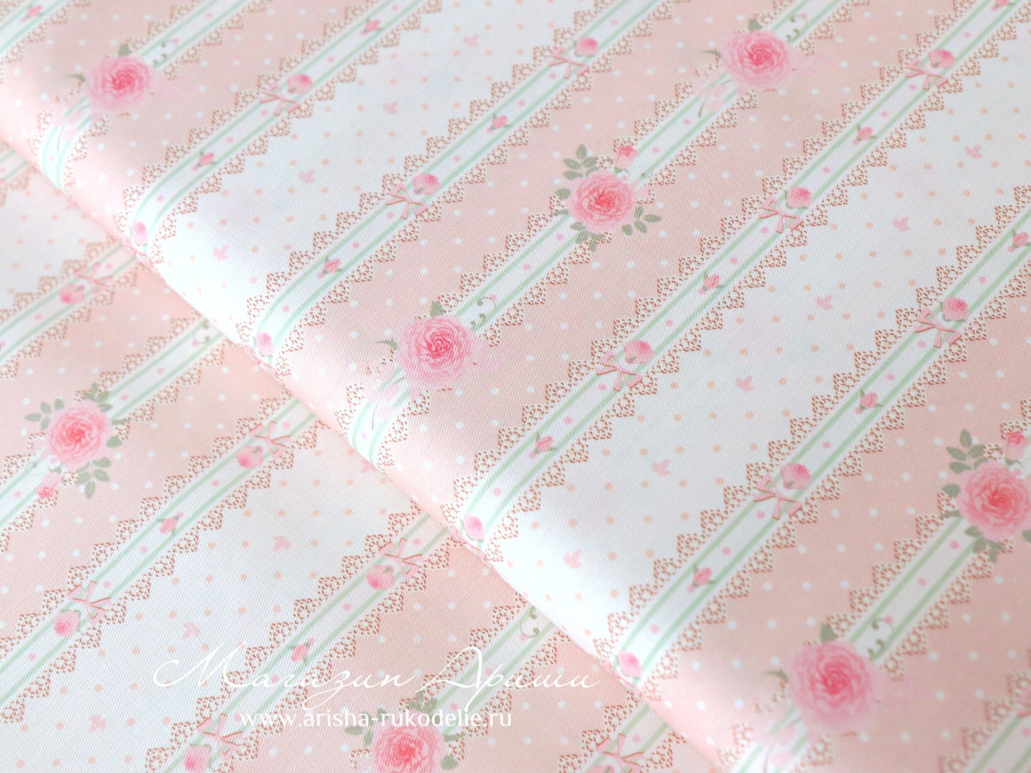 картинка Ткань хлопок дизайнерский, анаис розовая 1 розочка от магазина Ариши Рукодельные нежности