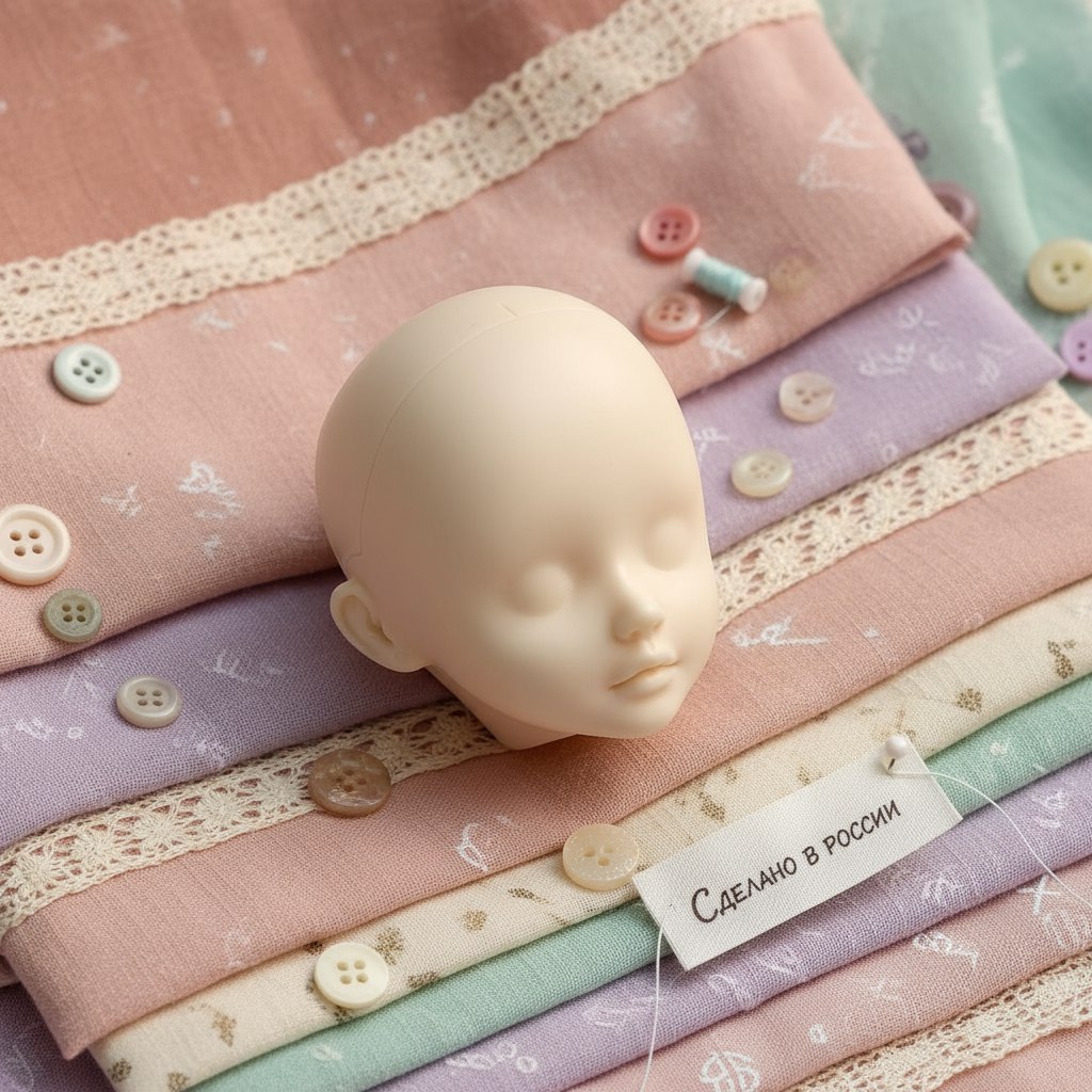 Детальное фото декоративной фигурки "Заготовка голова куклы #1. Размер 4,2см×3,5см, цвет экрю. " из пластика - магазин Ариши