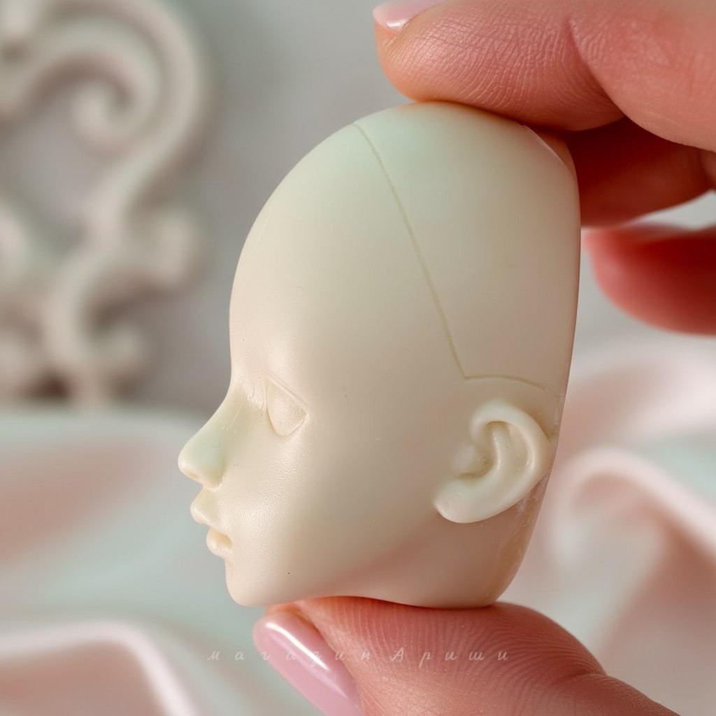 Детальное фото декоративной фигурки "Заготовка голова куклы #6. Размер 4см×3,5см, цвет экрю. " из пластика - магазин Ариши