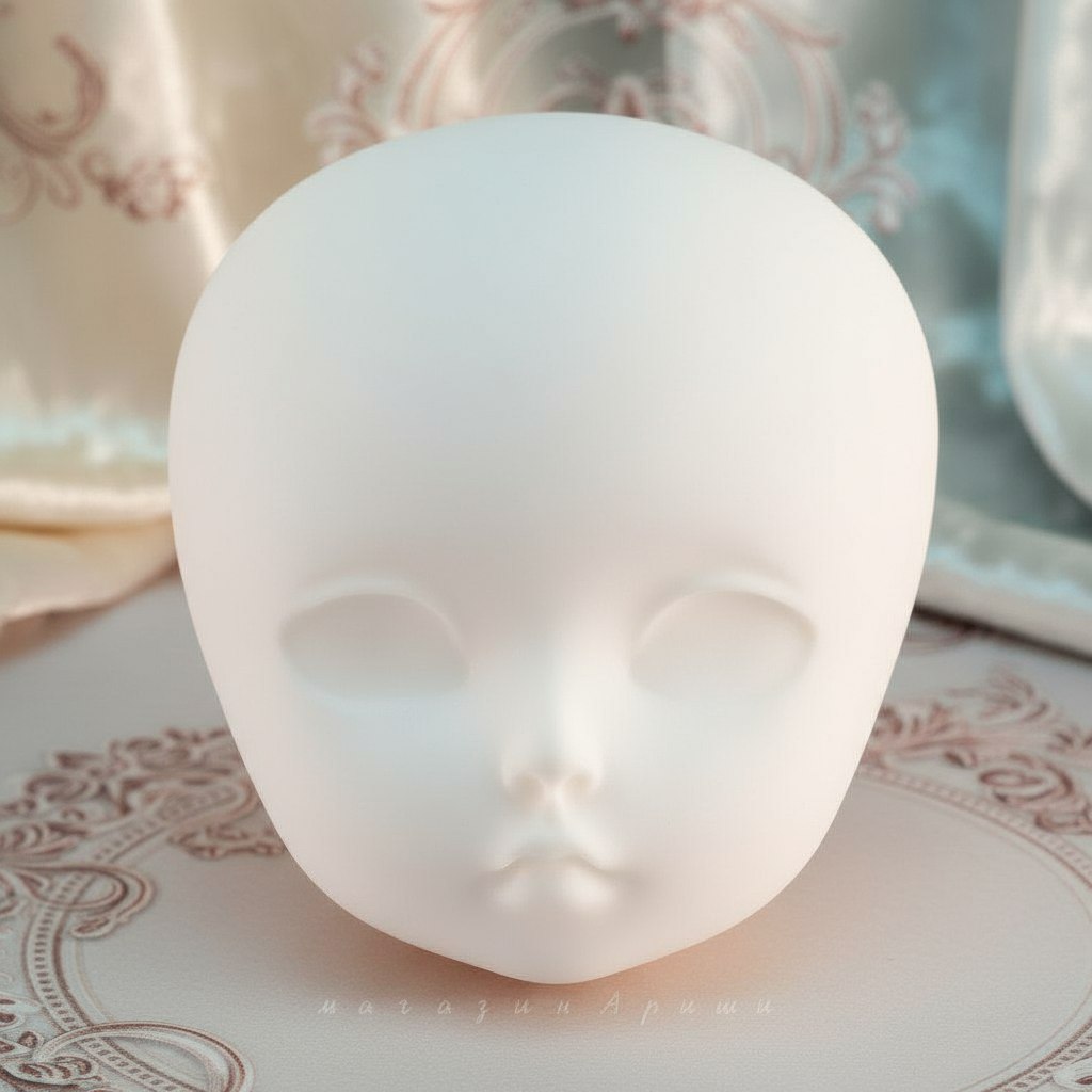 Детальное фото декоративной фигурки "Заготовка голова куклы #14. Размер 4, 5см×4см, цвет белый. " из пластика - магазин Ариши