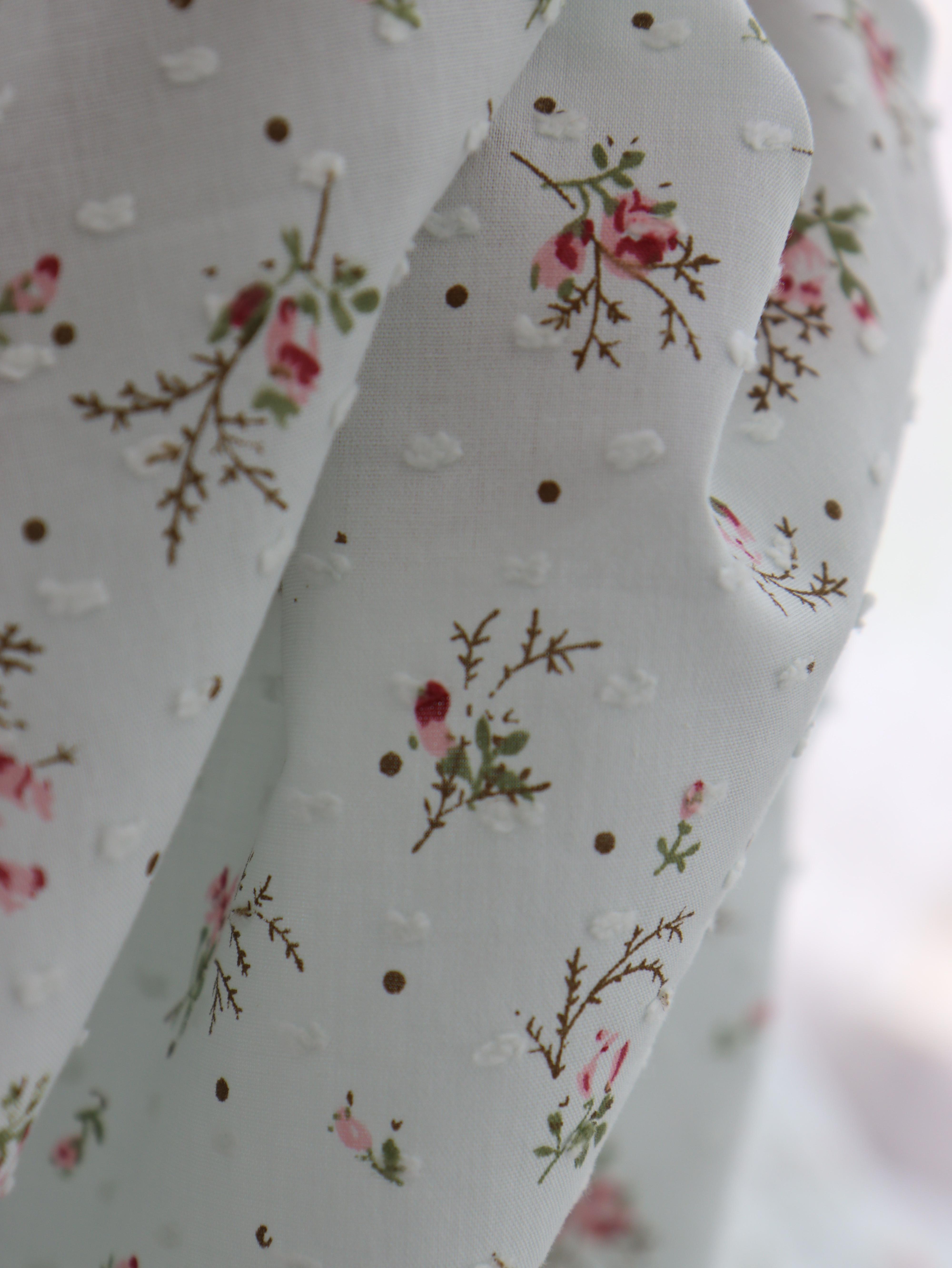 картинка Ткань мушка Цветы на нежно-бирюзовом (мятном) .  от магазина Ариши Рукодельные нежности
