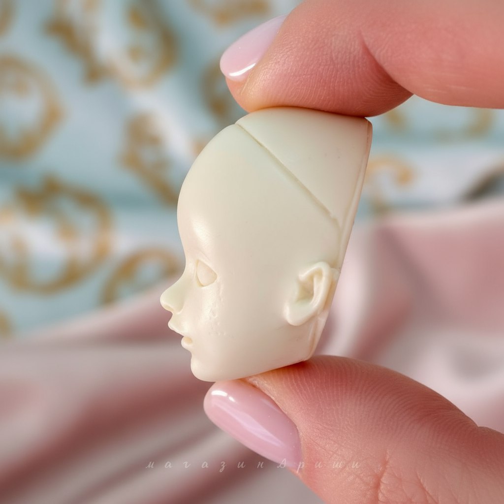 Детальное фото декоративной фигурки "Заготовка голова куклы #8. Размер 3,5см×3см, цвет слоновой кости. " из пластика - магазин Ариши